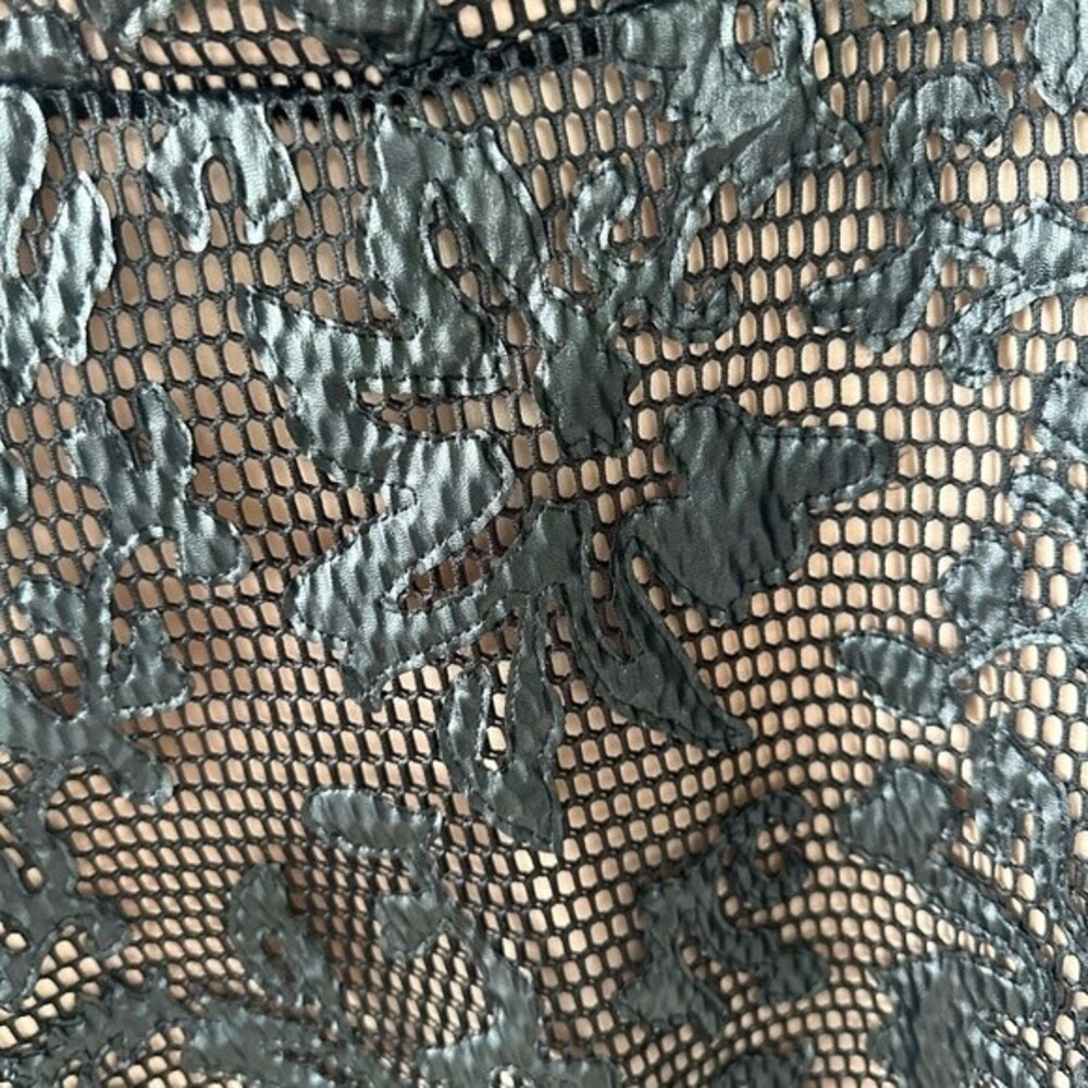 Guess Vanna Faux Leather Net Lace Textured Fit Flare Skater Strapless Dress 8 - Picture 7 of 12